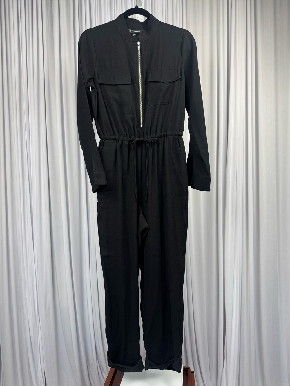 INC International Concepts Women's Deep Black Utility Jumpsuit Size 6 NWT